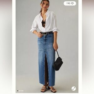 Reformation Tazz Maxi Denim Skirt w/ Front Slit